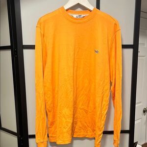 Retro Fox Orange Long Sleeve Tee Vibrant Casual Style Men's Size XL